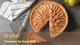  Presentation with pear - Colorful theme enhanced with cooling rack with tasty pear tart on table backdrop and a tawny brown colored foreground