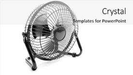  Presentation with metal - Theme with cooling system - metal portable fan isolated background and a white colored foreground