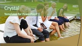  Presentation with team meeting - Presentation theme enhanced with cooling their feet in water background and a  colored foreground
