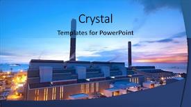  Presentation with blue night - Audience pleasing PPT theme consisting of cooling tower - coal power station and night backdrop and a light blue colored foreground