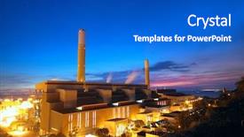  Presentation with blue night - PPT layouts enhanced with cooling tower - coal power station and night background and a cobalt blue colored foreground
