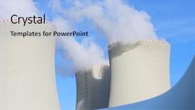  Presentation with cooling tower nuclear power plant - Slides having cooling tower - nuclear power plant temelin background and a light blue colored foreground