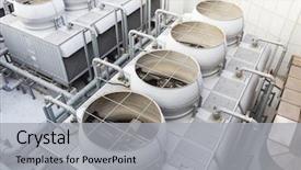  Presentation with tower - Slide set having cooling tower at outdoor background and a light gray colored foreground