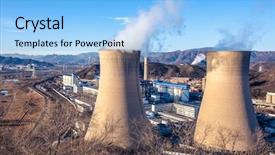  Presentation with heavy industry - Colorful presentation theme enhanced with cooling tower of heavy industry backdrop and a light blue colored foreground