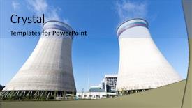  Presentation with power plant - Theme featuring cooling tower with smoke background and a teal colored foreground