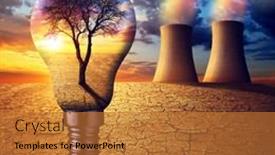  Presentation with dead plant - Presentation theme consisting of cooling-towers-of-a-nuclear background and a red colored foreground