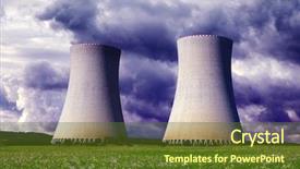  Presentation with nuclear power - Theme having cooling towers of a nuclear background and a tawny brown colored foreground