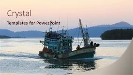  Presentation with fishing boat - Colorful PPT layouts enhanced with coomercial-fishing-boat-in-thailand backdrop and a lemonade colored foreground