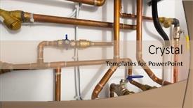  Presentation with pipe - PPT theme consisting of cooper pipes of gas heating background and a coral colored foreground