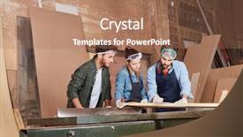  Presentation with apprenticeship - Presentation enhanced with cooperating and looking at floorplan background and a coral colored foreground