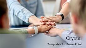  Presentation with team work - Theme featuring cooperation-corporate-and-team-work background and a light blue colored foreground