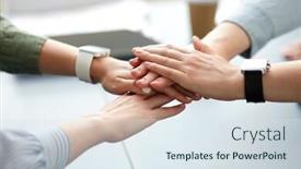  Presentation with team work - Presentation design with cooperation-corporate-and-team-work background and a sky blue colored foreground