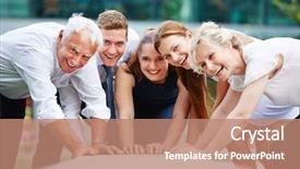  Presentation with outdoors - Beautiful presentation featuring cooperation in a business team backdrop and a coral colored foreground