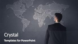  Presentation with communication - Cool new presentation theme with cooperative communication systems - young businessman in black suit backdrop and a dark gray colored foreground