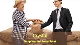  Presentation with shaking hands - Beautiful slide deck featuring cooperative farming - farmer and a businessman shaking backdrop and a tawny brown colored foreground