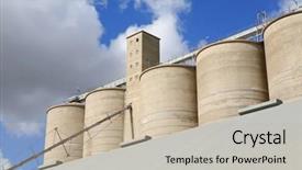  Presentation with cooperative - Presentation design enhanced with cooperative farming - grain storage silos background and a mint green colored foreground