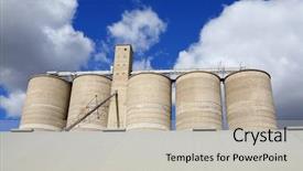 Presentation with steel silos for grain storage - Amazing presentation theme having cooperative farming - grain storage silos backdrop and a soft green colored foreground