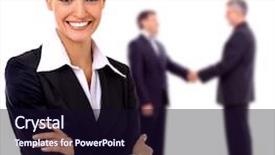  Presentation with team group - Audience pleasing PPT theme consisting of cooperative management - business team people group crowd backdrop and a wine colored foreground