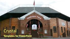  Presentation with hall fame - Audience pleasing PPT theme consisting of cooperstown-new-york-sept-28 backdrop and a tawny brown colored foreground