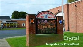  Presentation with fire department - Amazing slide set having cooperstown-new-york-sept-28 backdrop and a tawny brown colored foreground