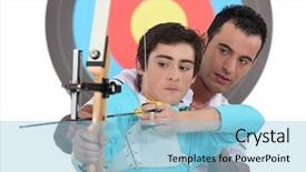  Presentation with archery - Theme with coordinating center - boy having archery lesson background and a light blue colored foreground
