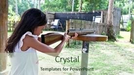  Presentation with safety target - Theme consisting of coordinating center - young girl aiming target background and a  colored foreground