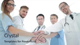  Presentation with nurses - Presentation having coordination - doctors and nurses coordinate hands background and a light blue colored foreground