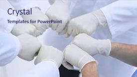  Presentation with nurses - PPT layouts featuring coordination - doctors and nurses coordinate hands background and a sky blue colored foreground