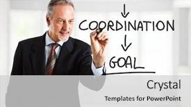  Presentation with management - Presentation featuring coordination - experienced businessman writing management concepts background and a light gray colored foreground