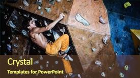  Presentation with rock wall - Audience pleasing theme consisting of coordination - muscular man practicing rock-climbing backdrop and a tawny brown colored foreground