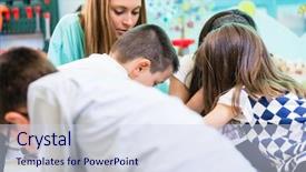  Presentation with school children - PPT layouts consisting of coordination - qualified kindergarten female teacher coordinating background and a sky blue colored foreground