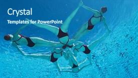  Presentation with underwater - PPT layouts enhanced with coordination - underwater view of synchronized swimmers background and a ocean colored foreground