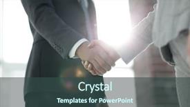  Presentation with shaking hands - Amazing slide deck having coorporate - business people shaking hands isolated backdrop and a ocean colored foreground