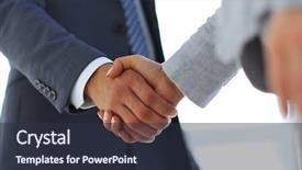  Presentation with shaking hands - Beautiful slide deck featuring coorporate - business people shaking hands isolated backdrop and a tawny brown colored foreground