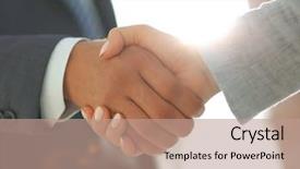  Presentation with shaking hands - PPT layouts enhanced with coorporate - business people shaking hands isolated background and a  colored foreground