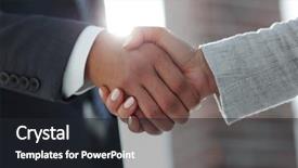  Presentation with shaking hands - Audience pleasing PPT theme consisting of coorporate - business people shaking hands isolated backdrop and a  colored foreground