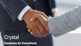  Presentation with business partner people joining hand - Cool new PPT theme with coorporate - business people shaking hands isolated backdrop and a tawny brown colored foreground