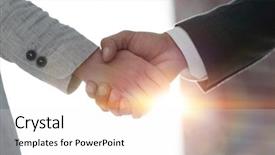  Presentation with shaking hands - Audience pleasing slide deck consisting of coorporate - business people shaking hands isolated backdrop and a white colored foreground