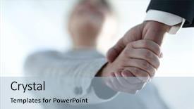  Presentation with business partner people joining hand - Presentation design featuring coorporate - business people shaking hands isolated background and a  colored foreground
