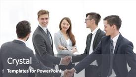 Presentation with business partner people joining hand - Presentation theme enhanced with coorporate - business people shaking hands background and a  colored foreground