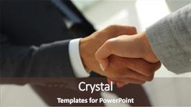  Presentation with meeting - PPT layouts enhanced with coorporate - excited smiling businessman handshaking partner background and a  colored foreground