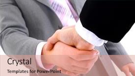  Presentation with handshake - Presentation theme with coorporate - handshake isolated on white background background and a coral colored foreground