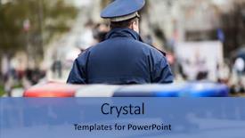  Presentation with security officer - Presentation theme with cop guarding street near police background and a teal colored foreground