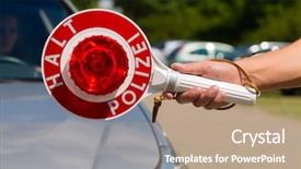  Presentation with traffic cop - PPT layouts featuring cop in uniform stop background and a coral colored foreground