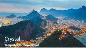  Presentation with brazil - PPT layouts with copacabana beach - night panorama of rio de background and a ocean colored foreground