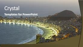  Presentation with panoramic - Audience pleasing presentation theme consisting of copacabana beach - night panoramic view of rio backdrop and a gray colored foreground