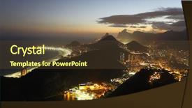  Presentation with panoramic - Presentation theme enhanced with copacabana beach - night panoramic view of rio background and a tawny brown colored foreground
