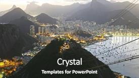  Presentation with night sky plane view - Presentation theme featuring copacabana beach - night panoramic view of rio background and a dark gray colored foreground