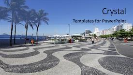  Presentation with beach - PPT theme enhanced with copacabana beach rio de janeiro background and a teal colored foreground
