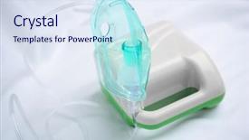  Presentation with copd - Beautiful PPT theme featuring copd - compressor nebulizer with mask backdrop and a sky blue colored foreground